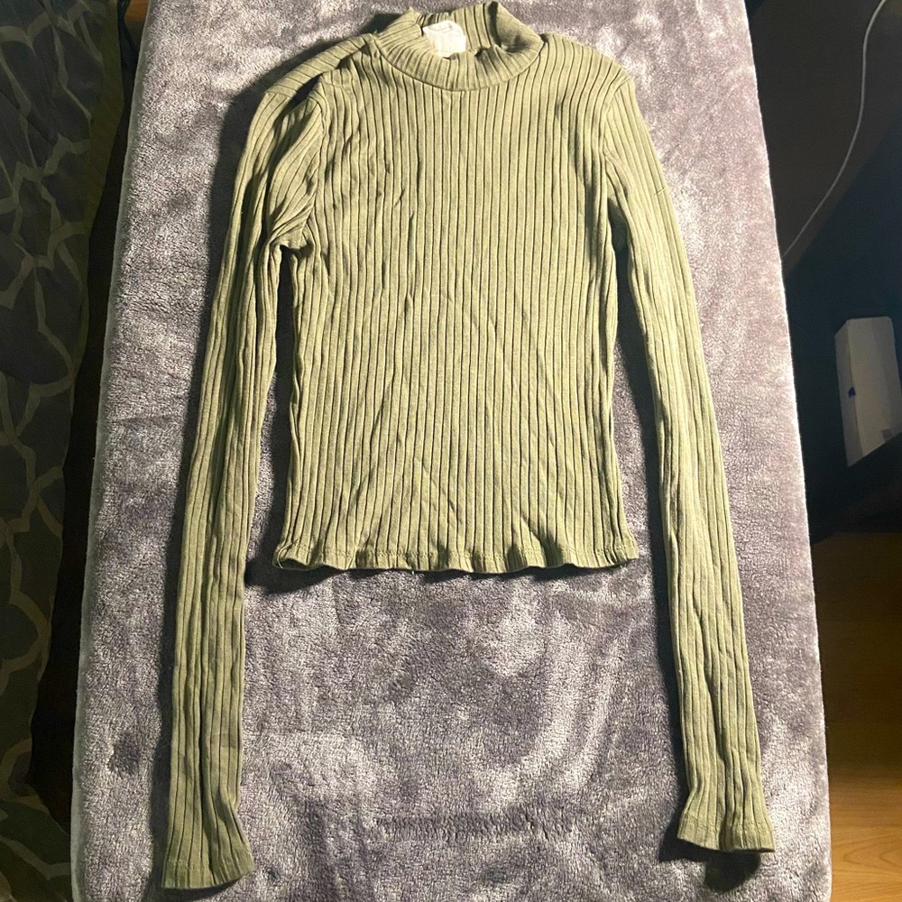 Olive green mock neck long sleeve